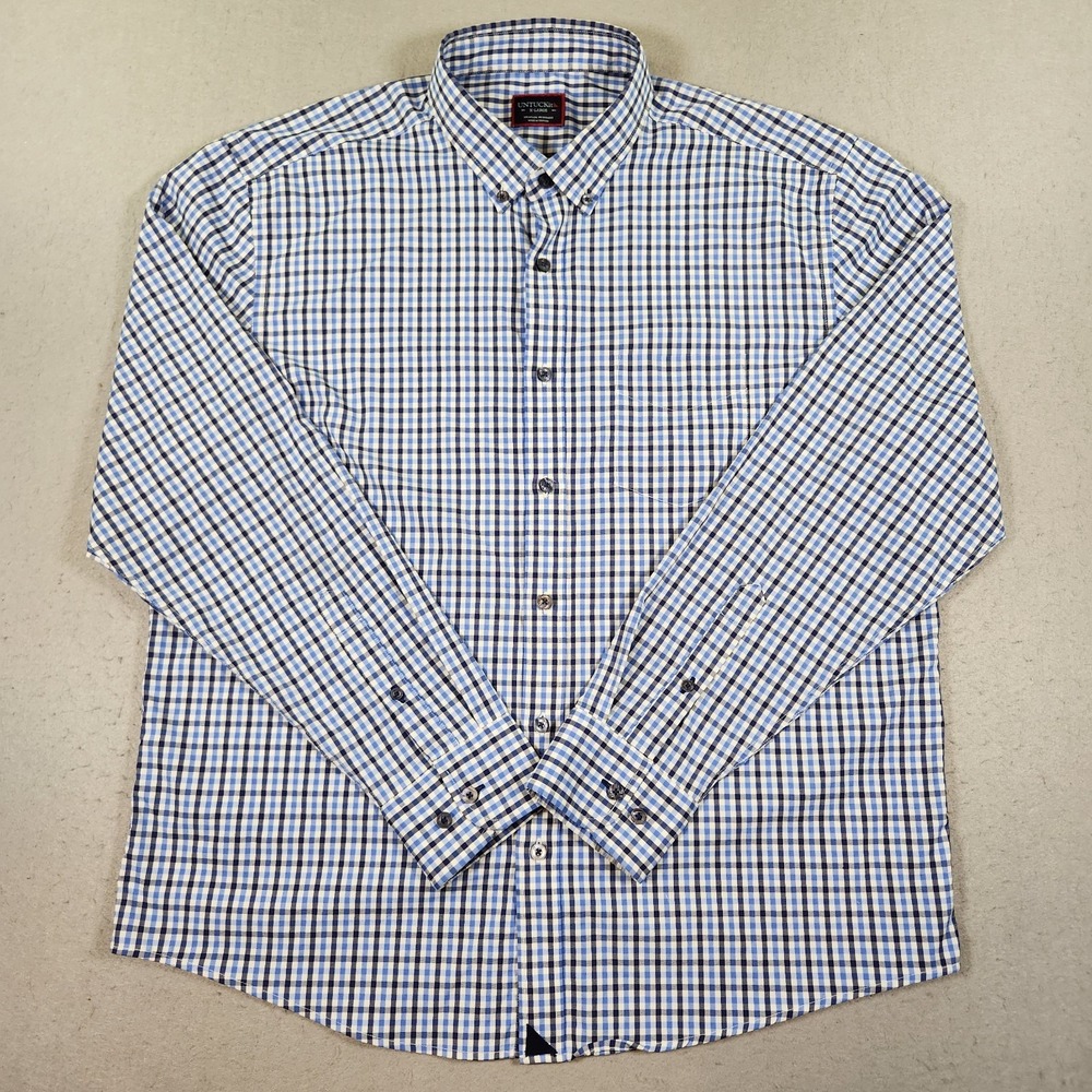 UNTUCKit Simmons Blue Gingham Check Performance Shirt Mens XL Regular Fit